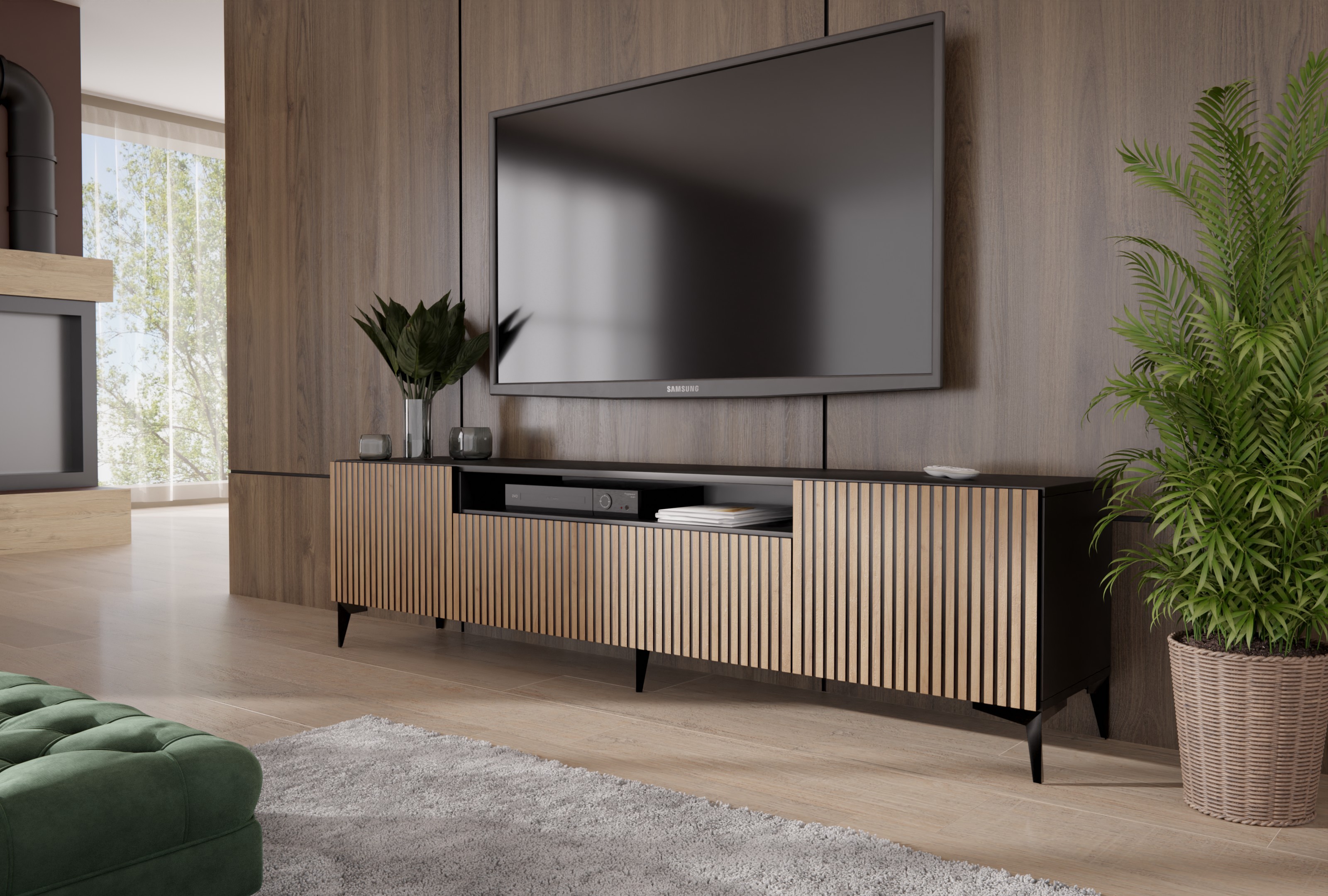 RTV Cora Dąb Craft Złoty/Czarny Mat Wisząca/Stojąca